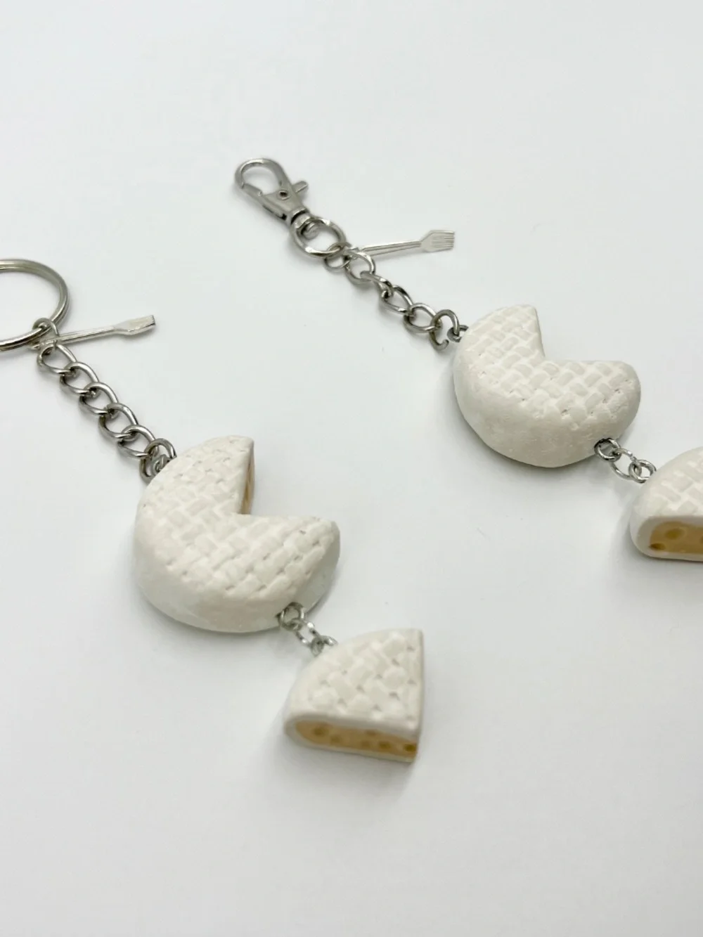 Brie & Gouda Cheese Keychain or Bag Clip | Handmade Cheese Rounds Accessory